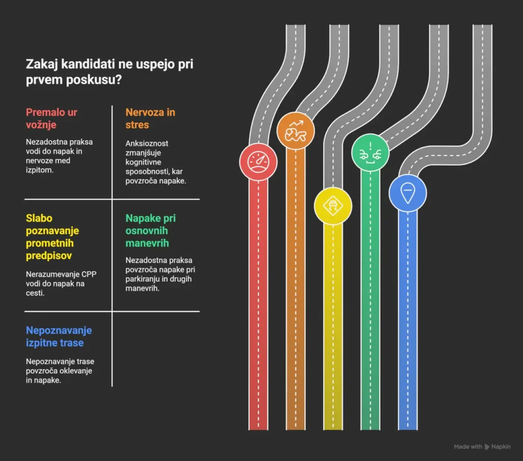 Izpit za avto - zakaj kandidati padejo