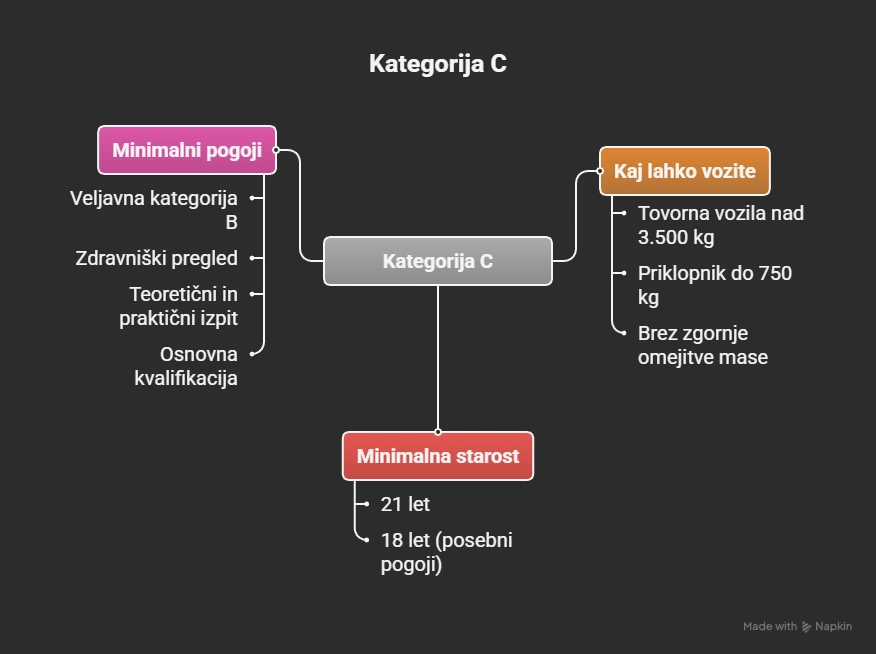 kategorije izpitov - Kategorija C - infografika