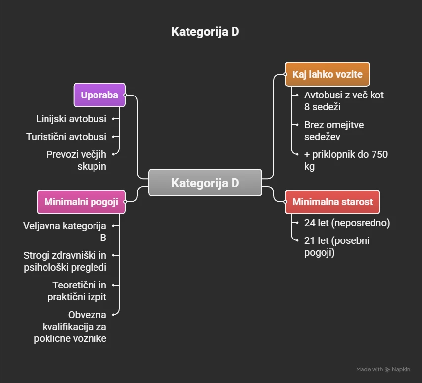 kategorije izpitov - Kategorija D - infografika